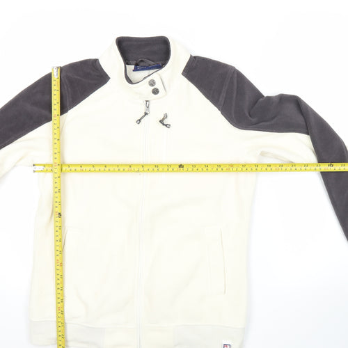 Next Women’s White Fleece Jacket Size 12 Full Zip Nautical Style