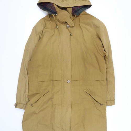 Klass Women’s Brown Hooded Parka Jacket Size S Long Cotton