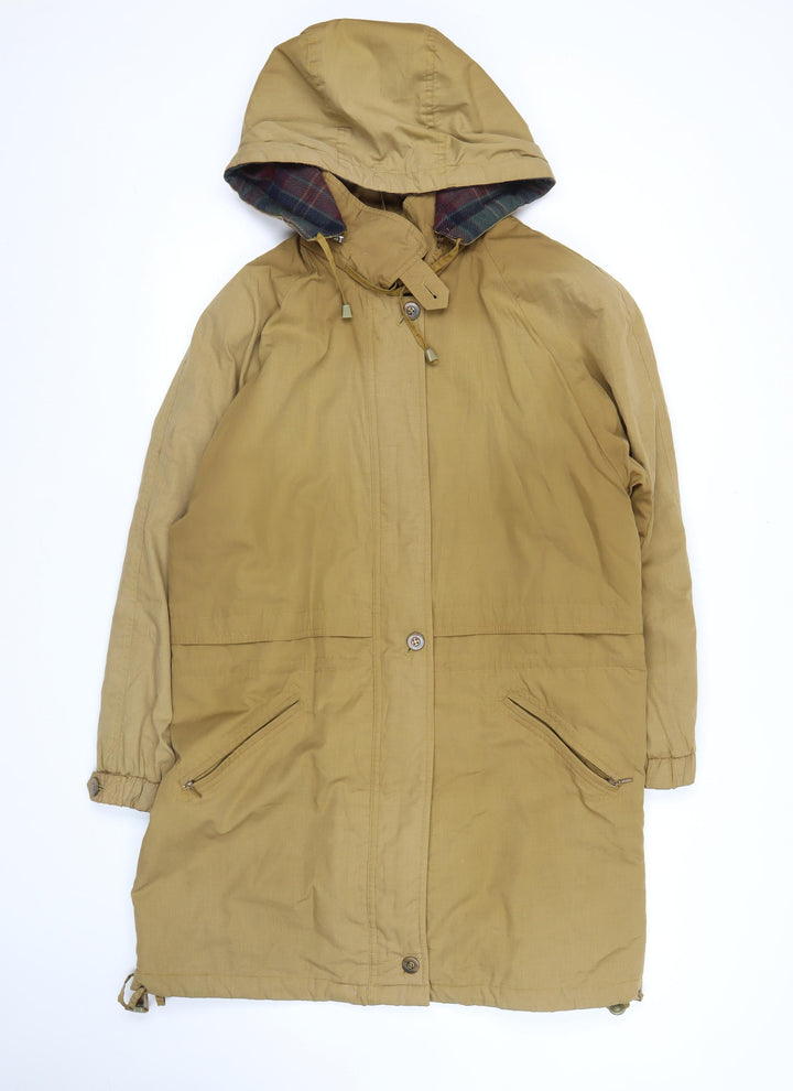 Klass Women’s Brown Hooded Parka Jacket Size S Long Cotton