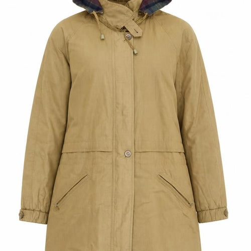 Klass Women’s Brown Hooded Parka Jacket Size S Long Cotton