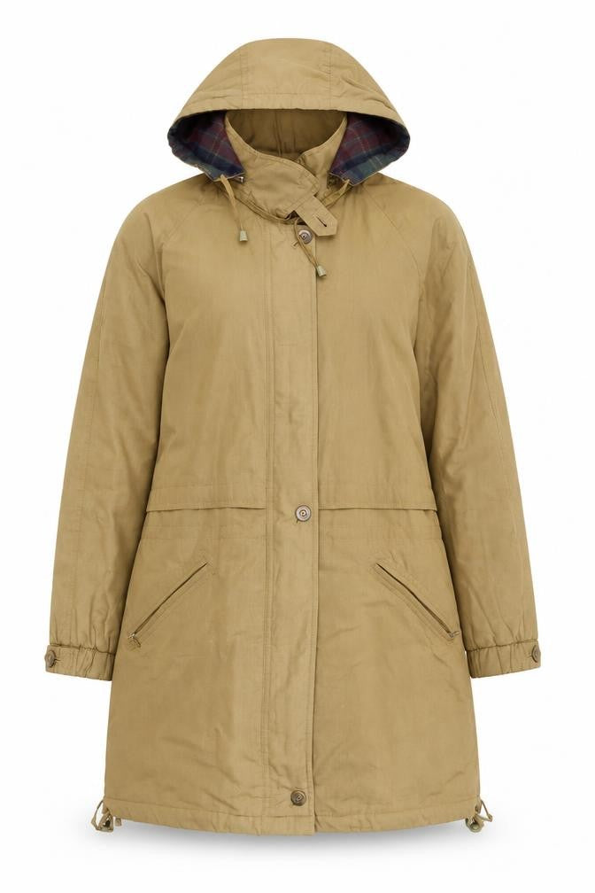 Klass Women’s Brown Hooded Parka Jacket Size S Long Cotton