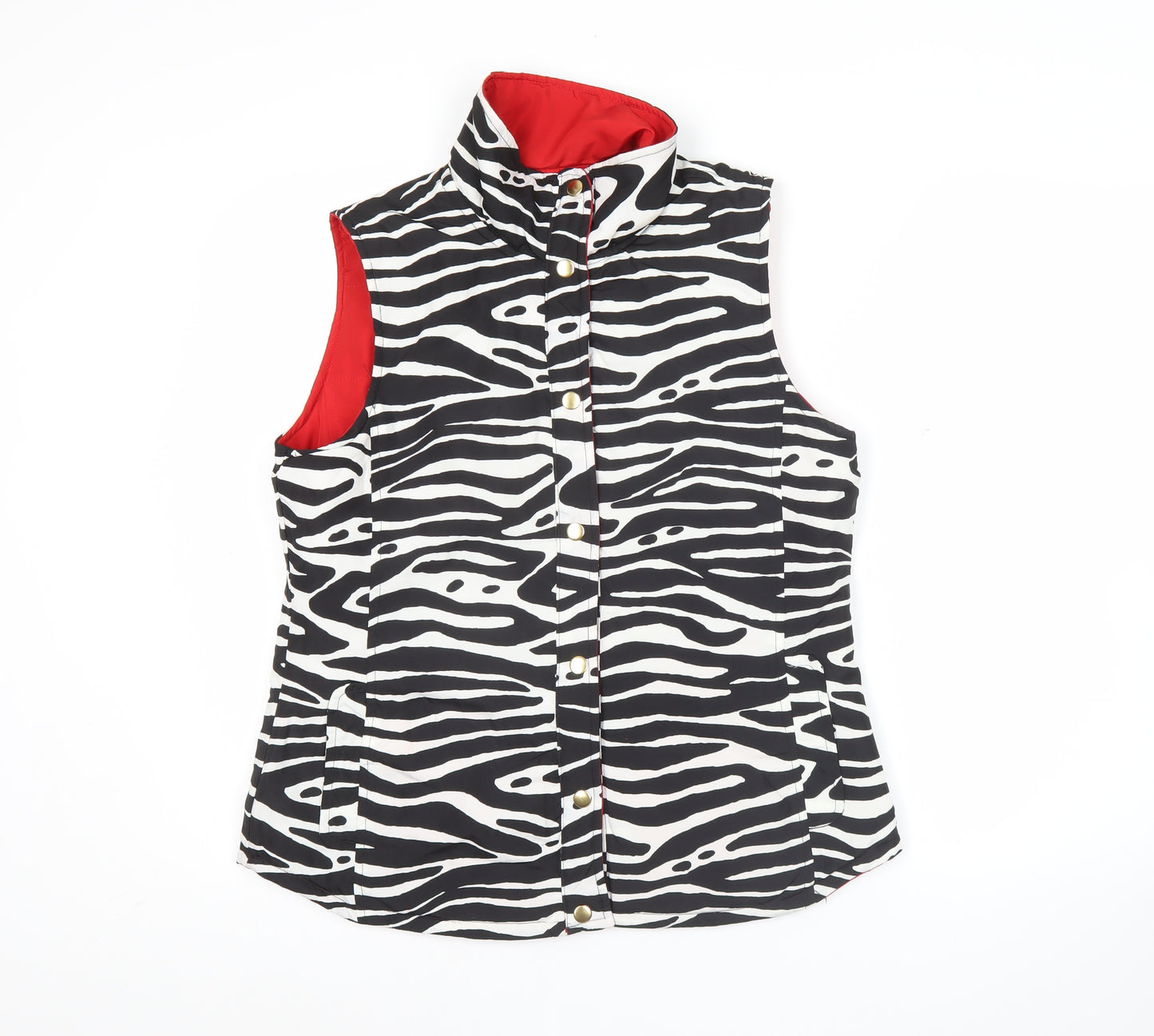 Casual Identity Womens Zebra Print Waistcoat Black White Red M