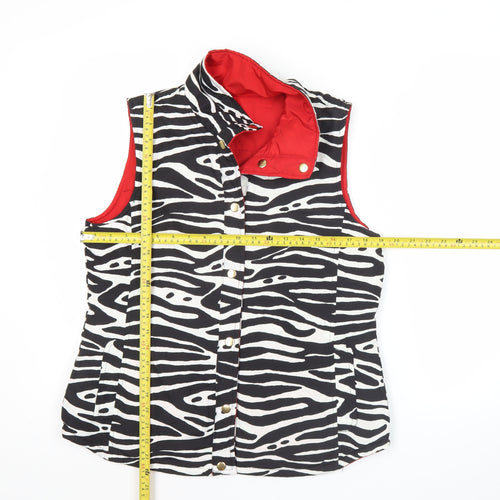 Casual Identity Womens Zebra Print Waistcoat Black White Red M