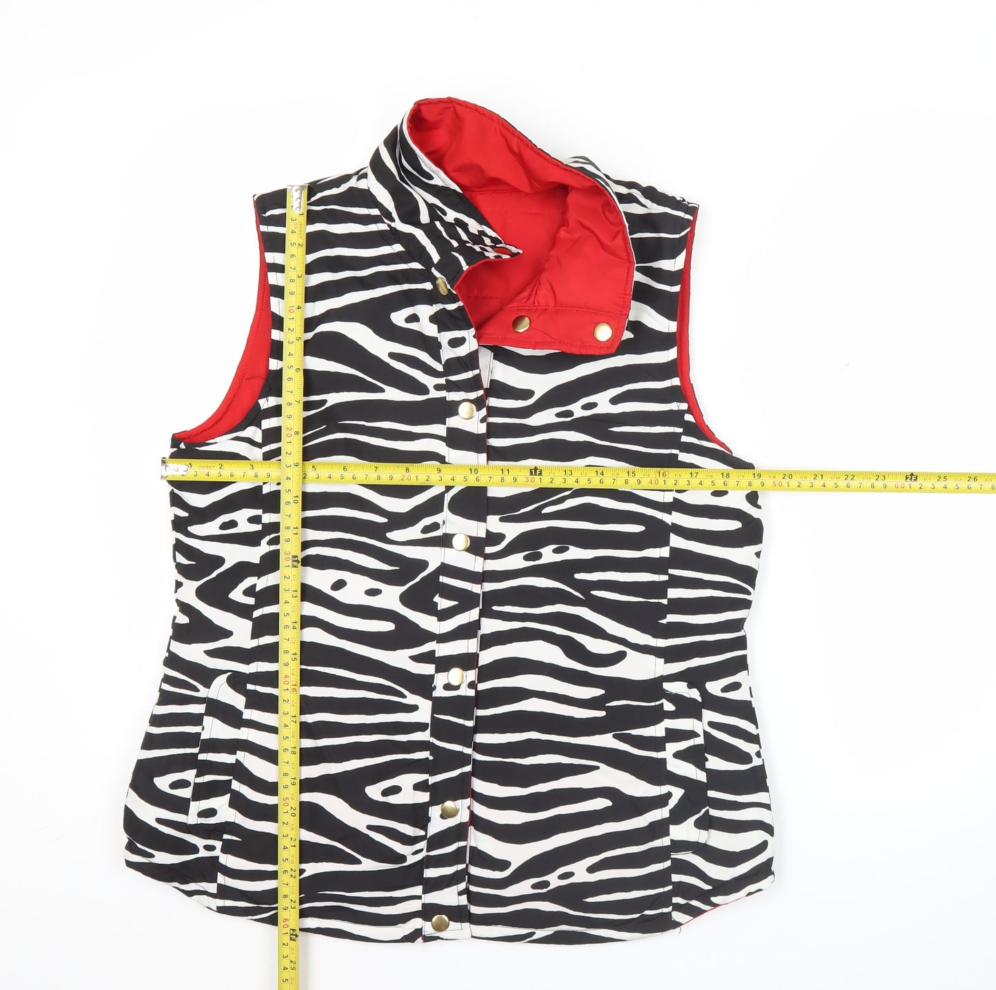 Casual Identity Womens Zebra Print Waistcoat Black White Red M