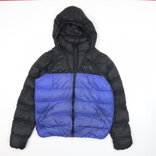 Mountain Warehouse Womens Black Blue Puffer Jacket Coat Size UK 6 Hooded