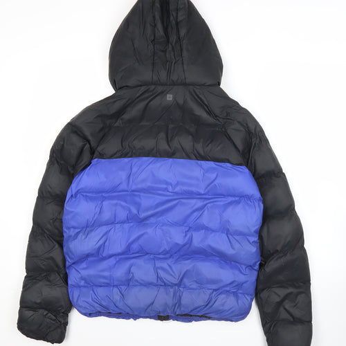 Mountain Warehouse Womens Black Blue Puffer Jacket Coat Size UK 6 Hooded