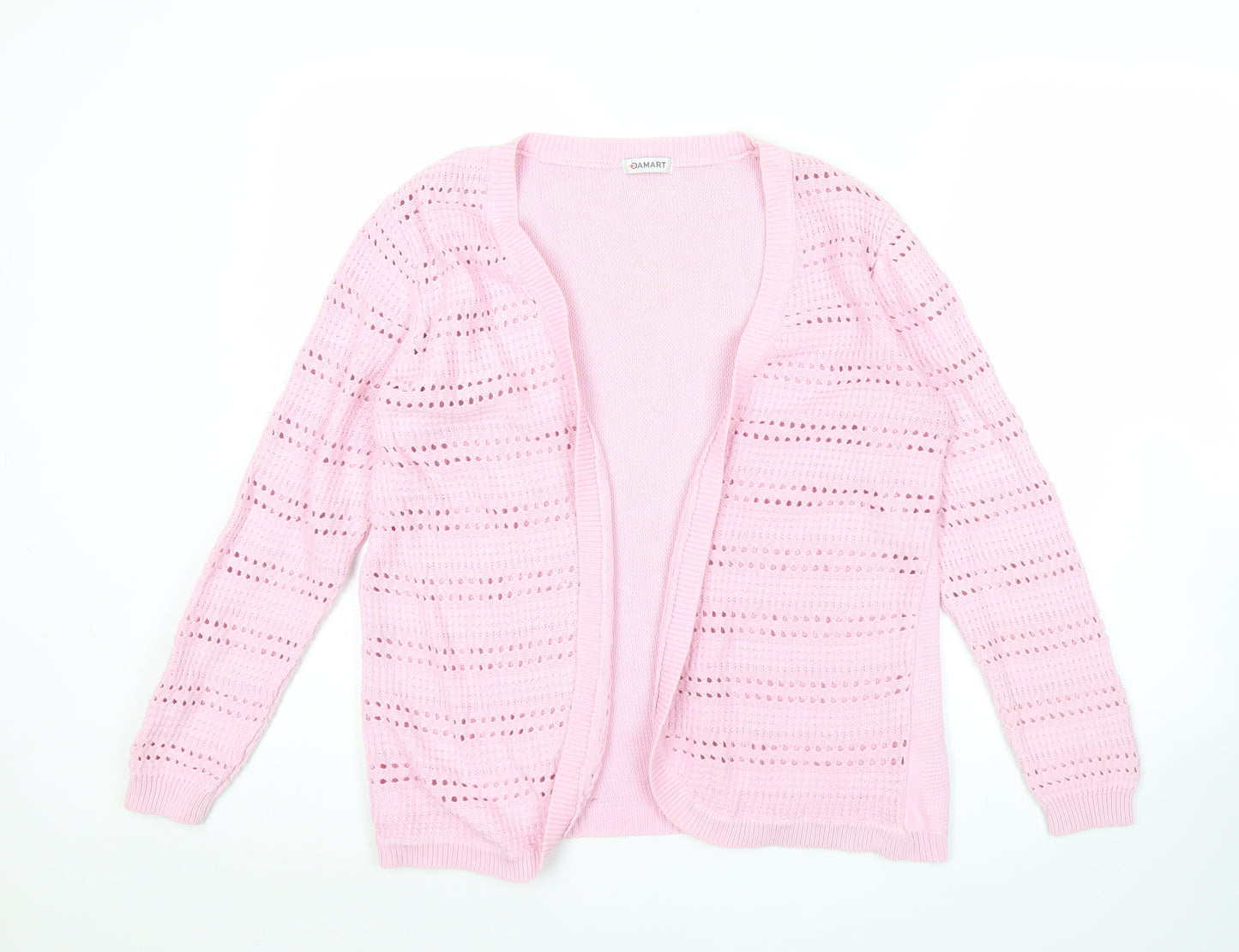 Damart Womens Pink Cotton Open Knit Cardigan Size 10
