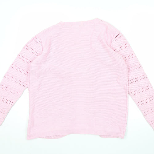 Damart Womens Pink Cotton Open Knit Cardigan Size 10