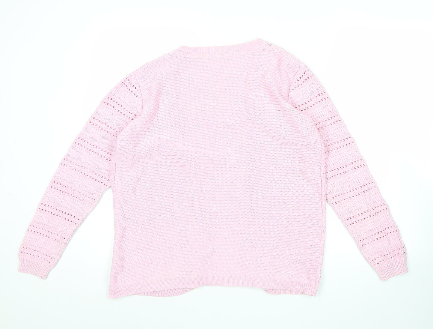 Damart Womens Pink Cotton Open Knit Cardigan Size 10