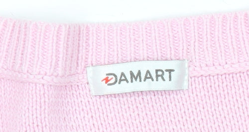 Damart Womens Pink Cotton Open Knit Cardigan Size 10