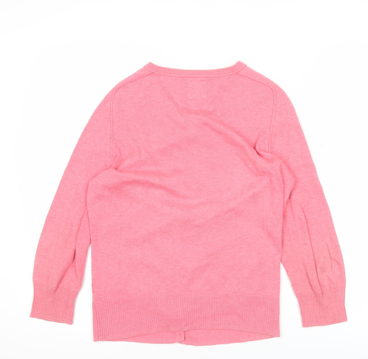 Mantaray Women’s Pink Cotton Cardigan Size 10 V-Neck Pockets