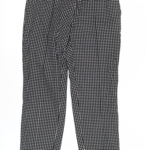 Next Womens Black Slim Fit Check Trousers Size 8L Cotton Blend