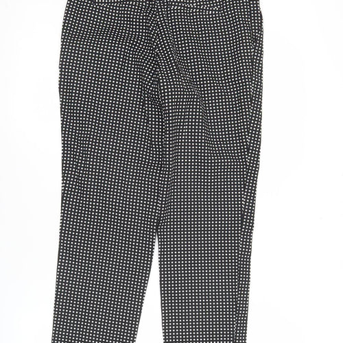 Next Womens Black Slim Fit Check Trousers Size 8L Cotton Blend
