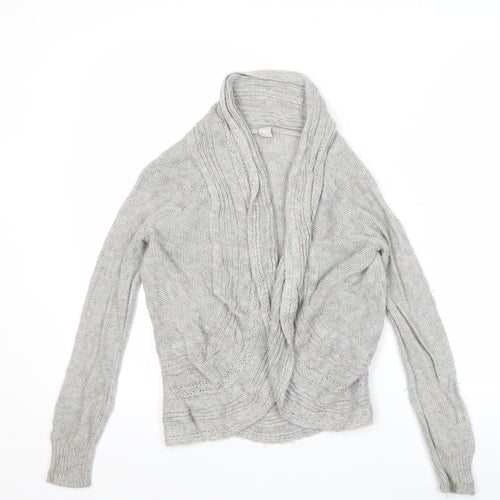 Tu Girls Grey Cardigan Jumper 8 Years Acrylic Knit Long Sleeve