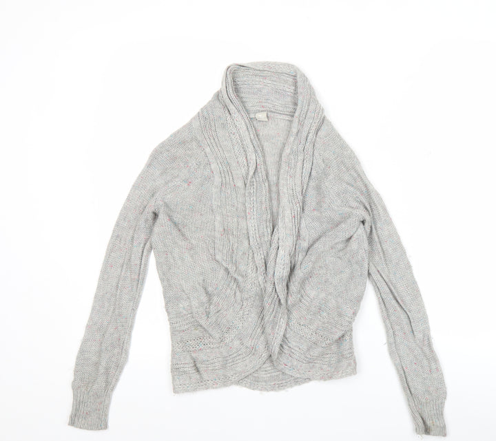 Tu Girls Grey Cardigan Jumper 8 Years Acrylic Knit Long Sleeve