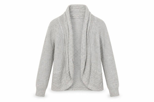 Front view of Tu girls’ grey cardigan jumper 8 years acrylic knit long sleeve