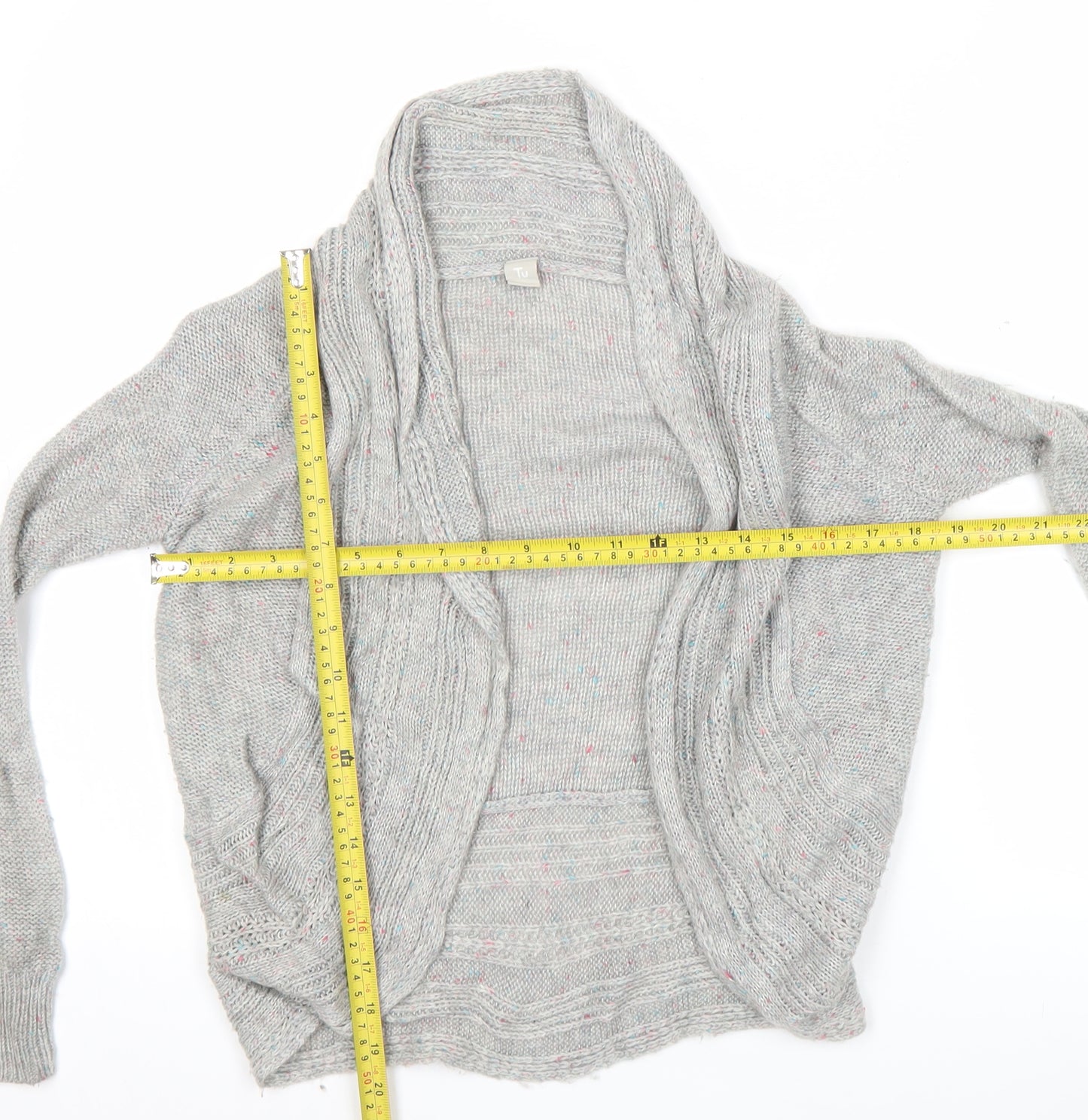 Tu Girls Grey Cardigan Jumper 8 Years Acrylic Knit Long Sleeve