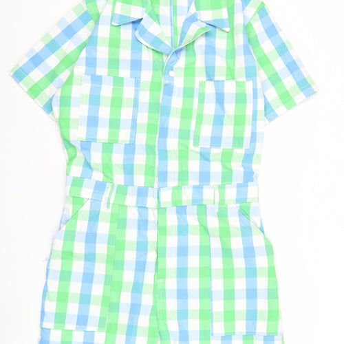 Big Bud Press Unisex Adults Blue Green Check XL Cotton Jumpsuit
