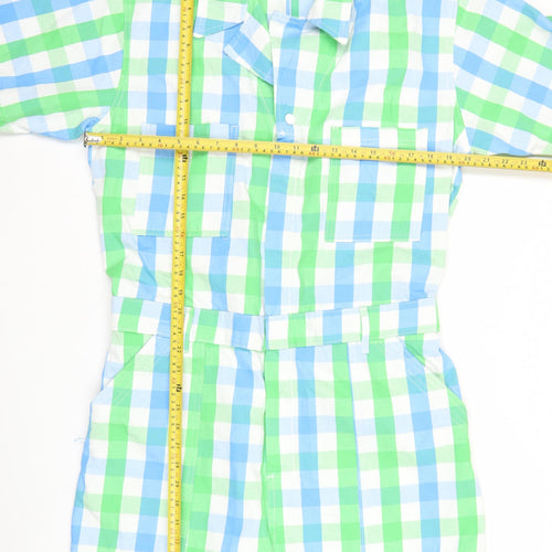 Big Bud Press Unisex Adults Blue Green Check XL Cotton Jumpsuit