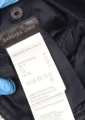 Barbara Lebek Womens Blue Floral Quilted Jacket Size 14