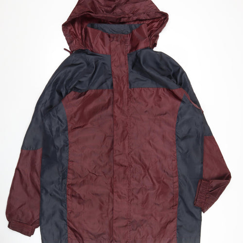 Cotton Traders Mens Burgundy Windbreaker Jacket L Hooded Polyester