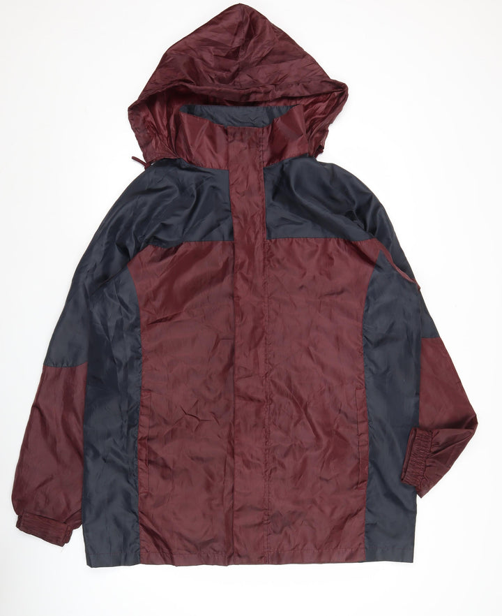 Cotton Traders Mens Burgundy Windbreaker Jacket L Hooded Polyester