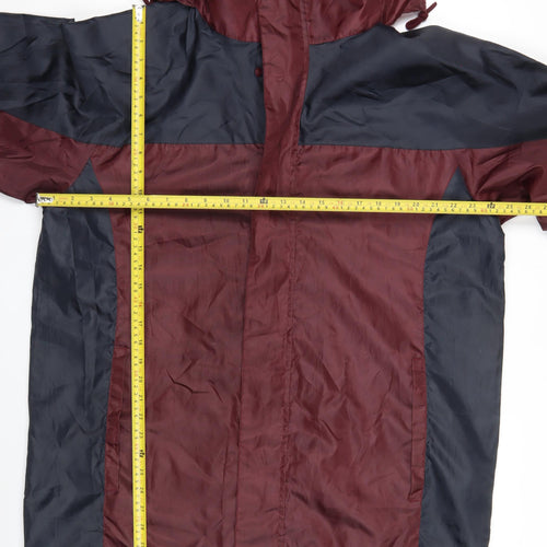 Cotton Traders Mens Burgundy Windbreaker Jacket L Hooded Polyester
