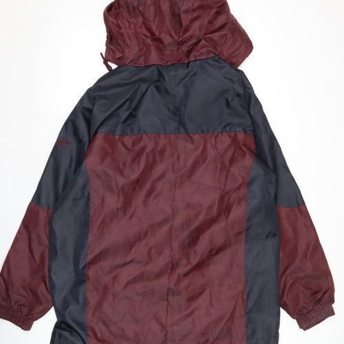 Cotton Traders Mens Burgundy Windbreaker Jacket L Hooded Polyester