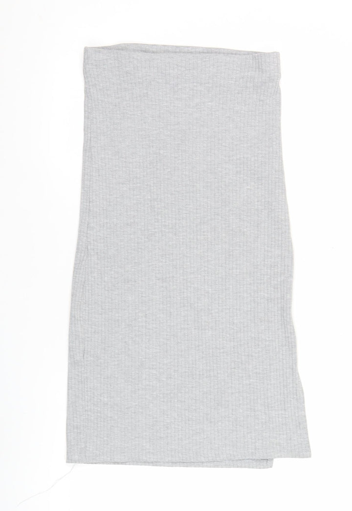 Stradivarius Women’s Grey Pencil Jersey Stretch Skirt Size S