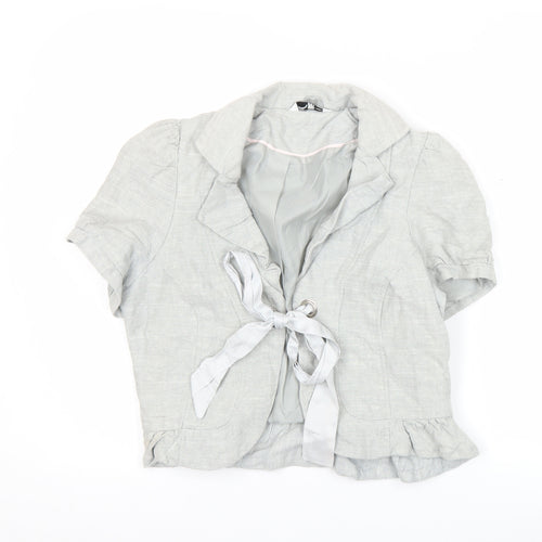 New Look Women’s Grey Linen Blend Cropped Blazer UK 14