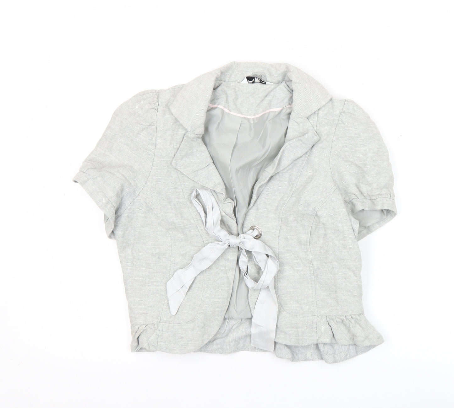 New Look Women’s Grey Linen Blend Cropped Blazer UK 14