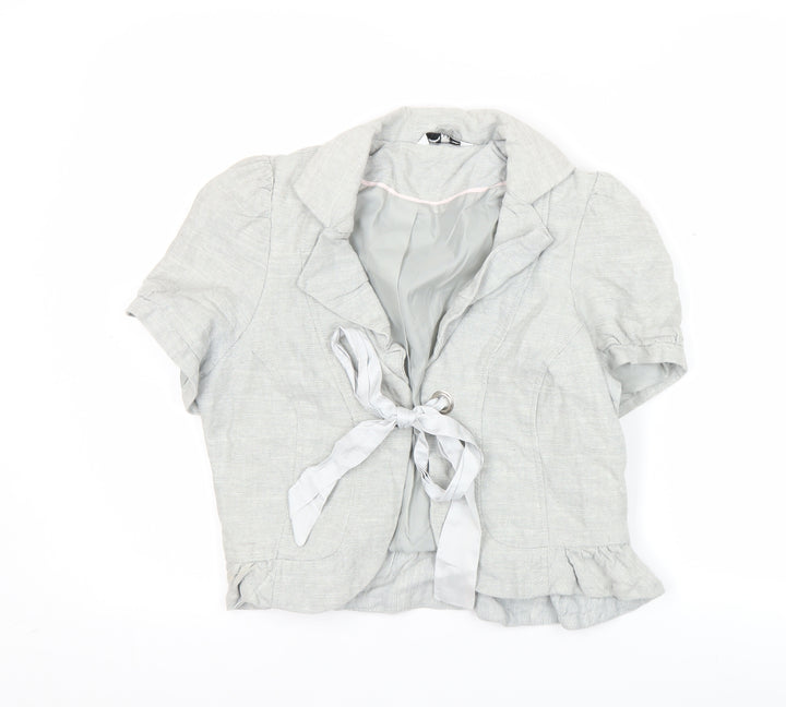 New Look Women’s Grey Linen Blend Cropped Blazer UK 14