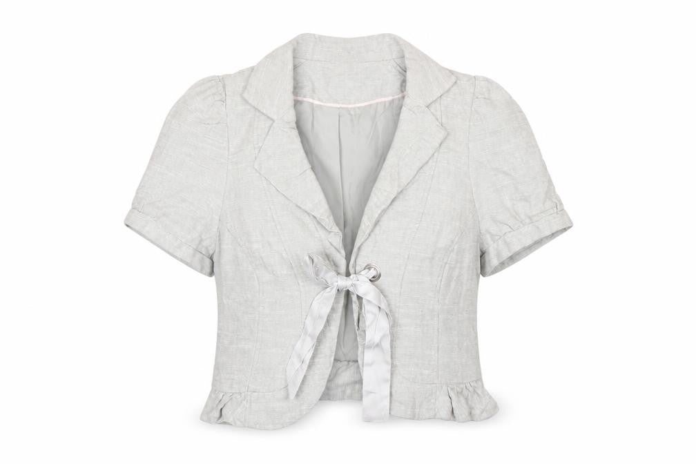 New Look Women’s Grey Linen Blend Cropped Blazer UK 14