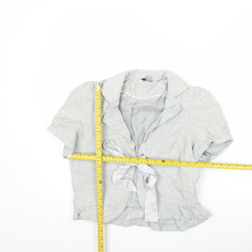 New Look Women’s Grey Linen Blend Cropped Blazer UK 14