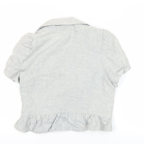 New Look Women’s Grey Linen Blend Cropped Blazer UK 14