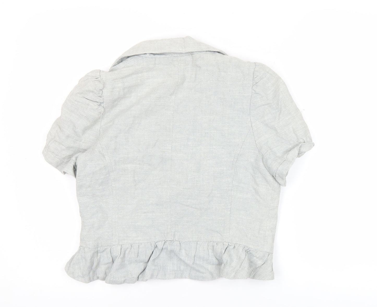 New Look Women’s Grey Linen Blend Cropped Blazer UK 14