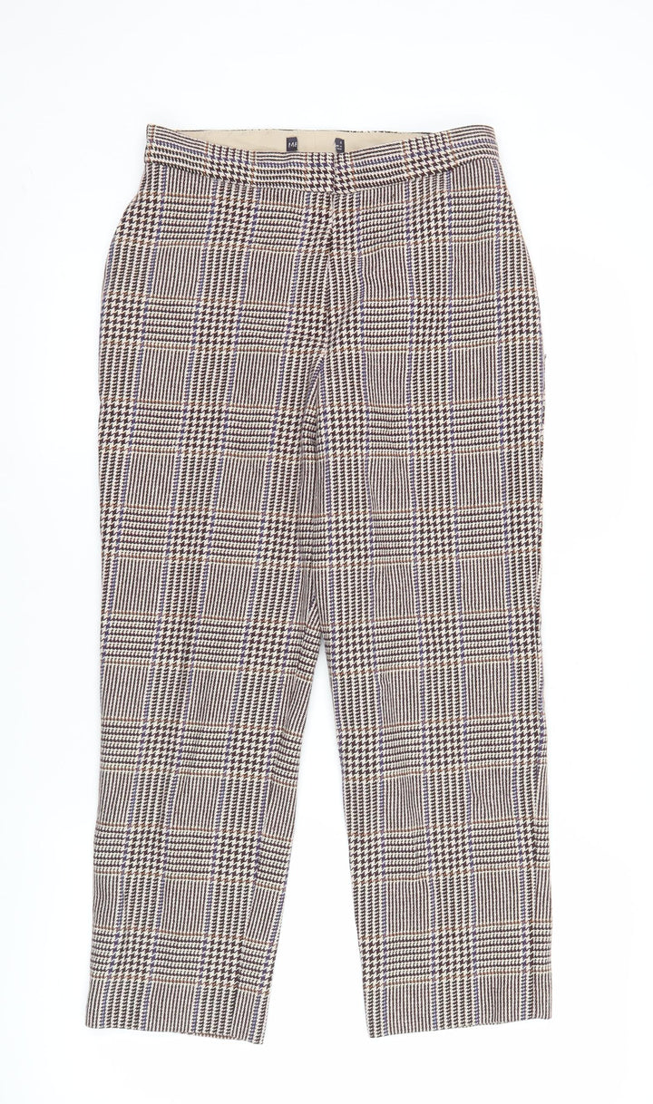 Marks and Spencer Women's Multicoloured Check Trousers Size 8 Straight Leg