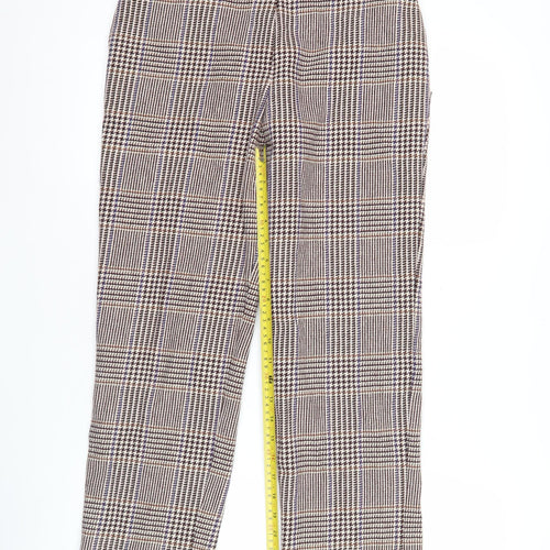 Marks and Spencer Women's Multicoloured Check Trousers Size 8 Straight Leg