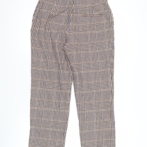 Marks and Spencer Women's Multicoloured Check Trousers Size 8 Straight Leg