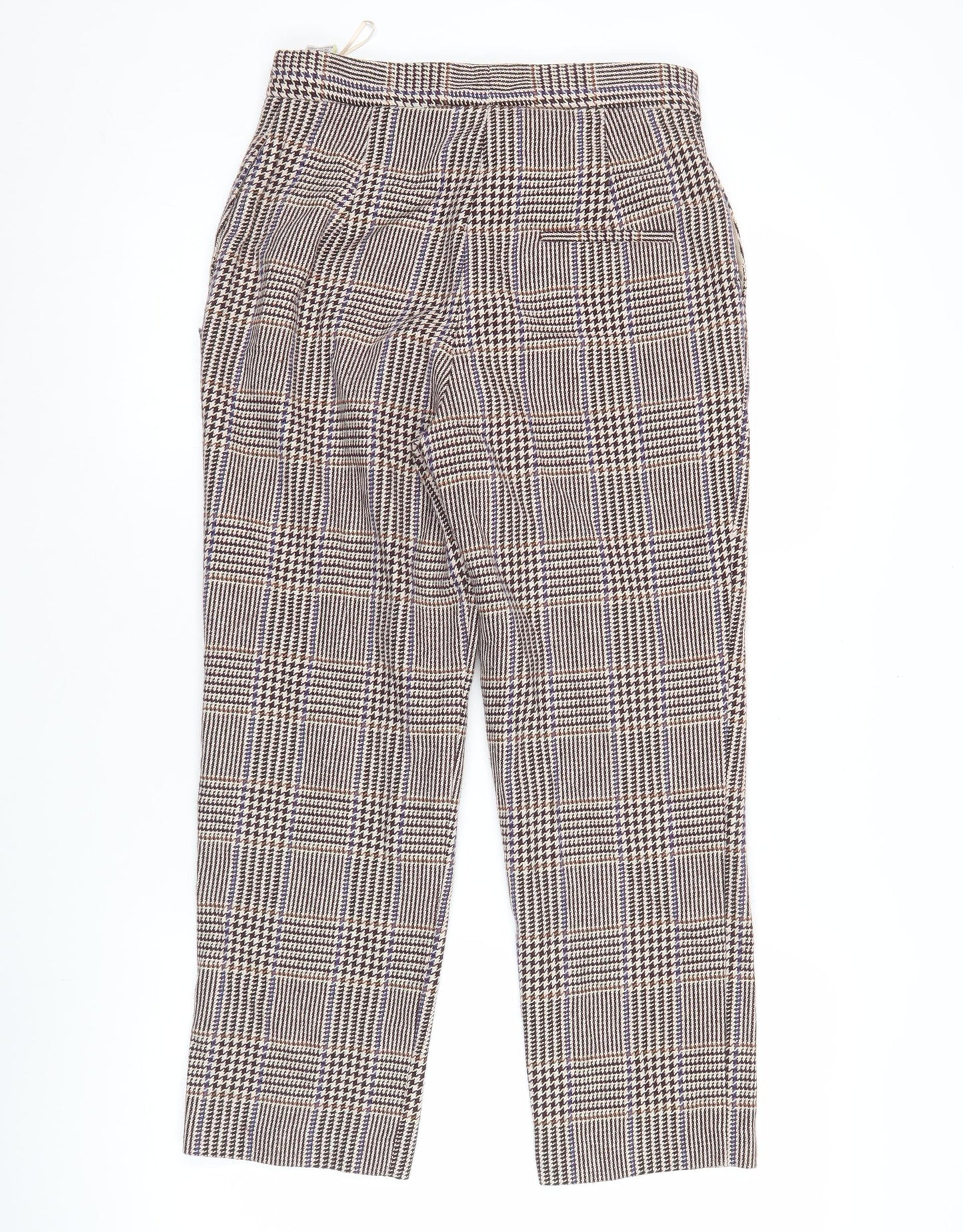 Marks and Spencer Women's Multicoloured Check Trousers Size 8 Straight Leg