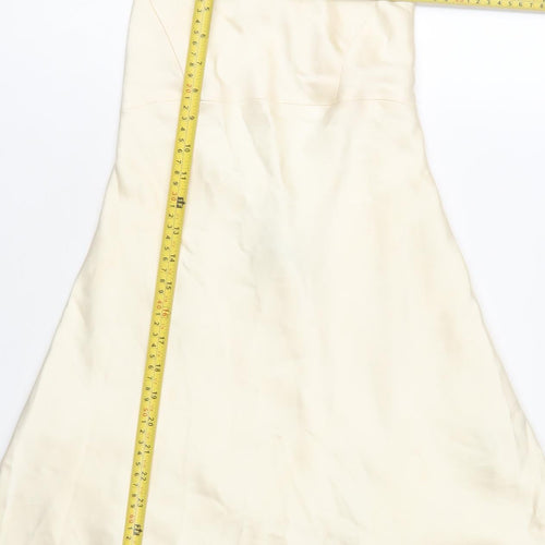 Zara Womens Ivory XS Slip Dress Strappy Lace Up Back Midi