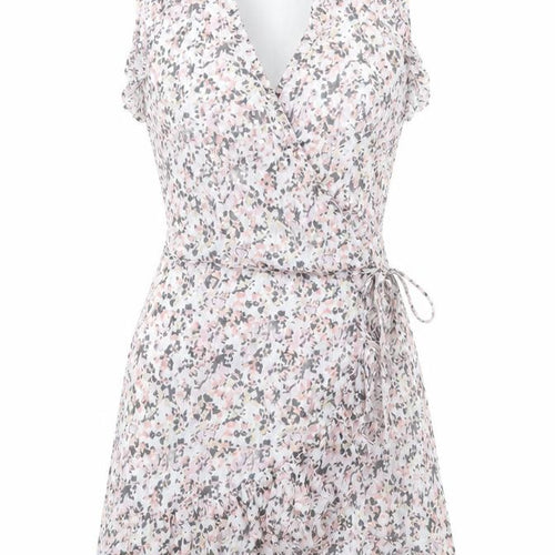 AllSaints Women’s Multicoloured XS Floral Wrap Dress Sleeveless Ruffle