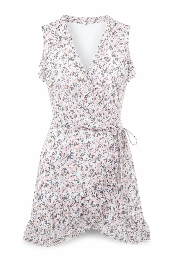 AllSaints Women’s Multicoloured XS Floral Wrap Dress Sleeveless Ruffle
