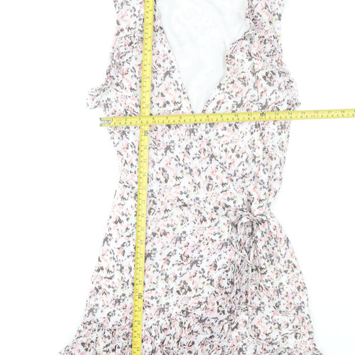 AllSaints Women’s Multicoloured XS Floral Wrap Dress Sleeveless Ruffle