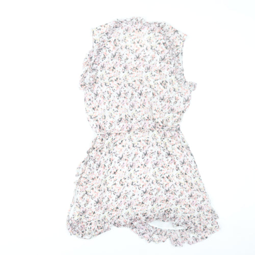 AllSaints Women’s Multicoloured XS Floral Wrap Dress Sleeveless Ruffle