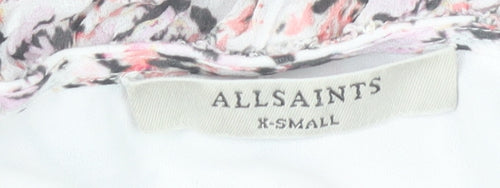 AllSaints Women’s Multicoloured XS Floral Wrap Dress Sleeveless Ruffle