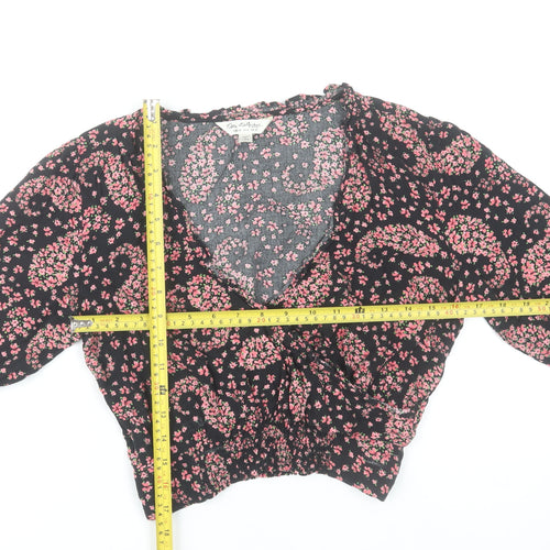 Miss Selfridge Womens Black Floral Paisley Wrap Blouse UK 10