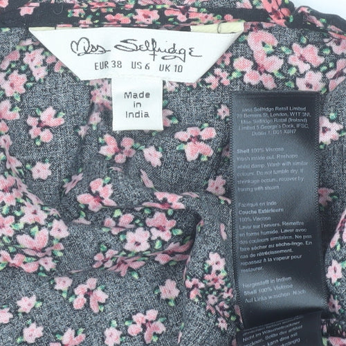 Miss Selfridge Womens Black Floral Paisley Wrap Blouse UK 10