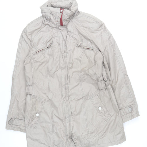 Barbara Lebek Women Beige Jacket UK 14 Mid-Length Wool Blend