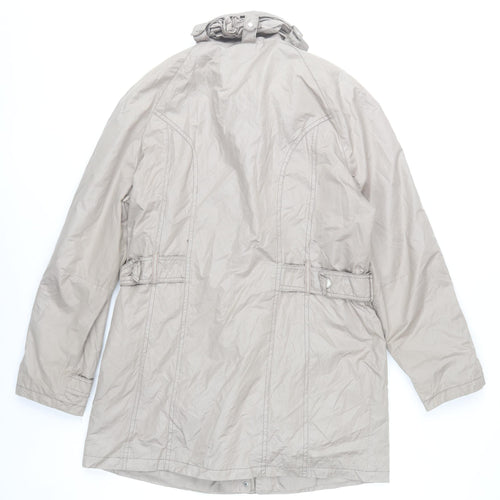 Barbara Lebek Women Beige Jacket UK 14 Mid-Length Wool Blend